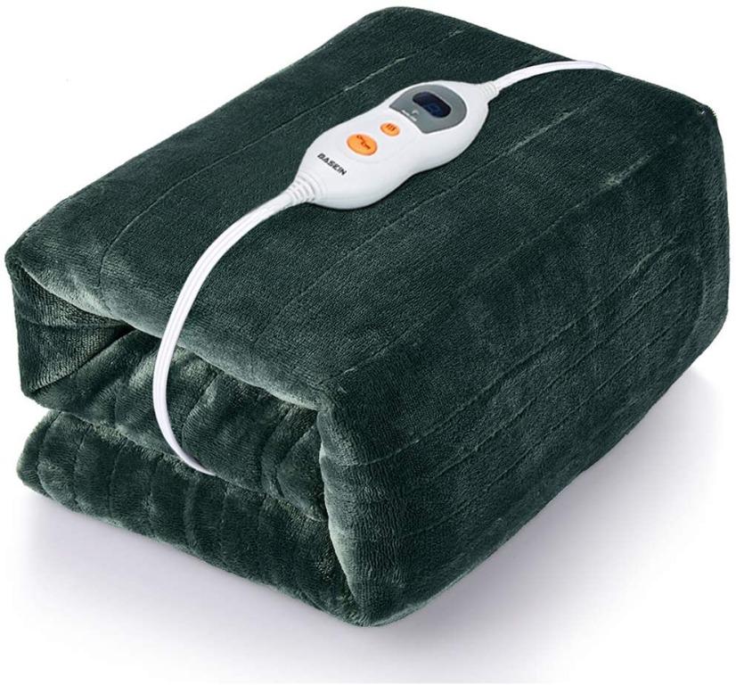 BASEIN Heating Blanket, Large Heated Throw Blanket with 3 Adjustable  Temperature Levels 9 Hours Timer, Fast Heating and Machine-Washable Electric  Over Blanket, Soft Flannel Heating Throw Blanket, TV u0026 Home Appliances,  Kitchen
