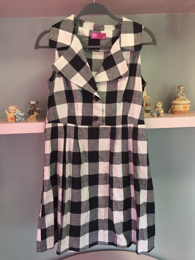 black & white checkered dress