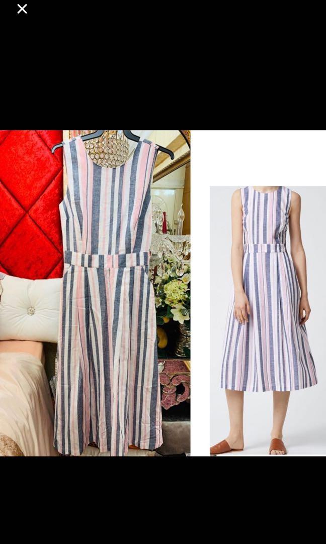 warehouse stripe linen dress