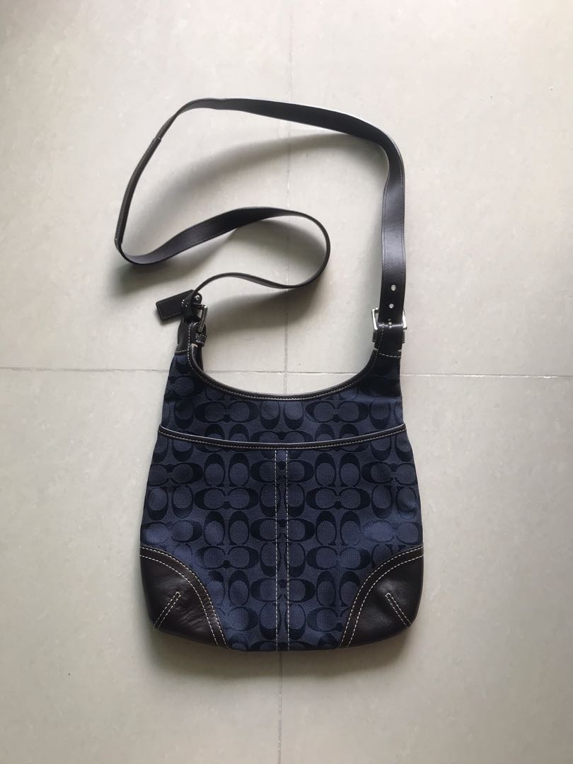 coach blue sling bag