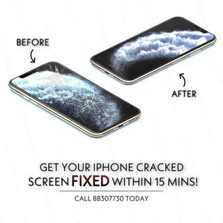 Crack iPhone screen? Call us today 88307730