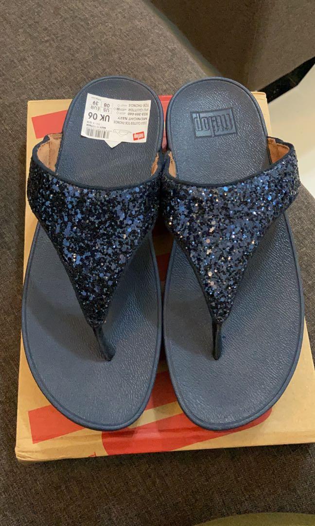 Fitflop Lulu Glitter Toe Midnight Blue Women s Fashion