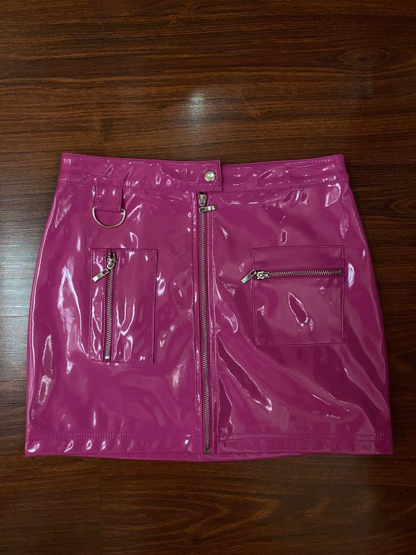 Pink leather shop skirt forever 21