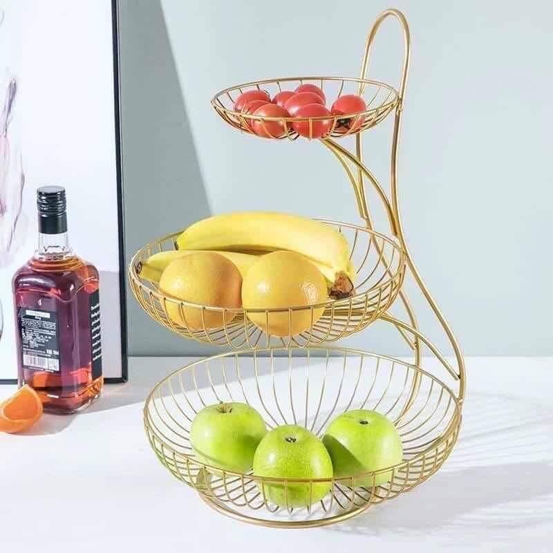 Gold Standing 3 Tier Fruit Basket Holder Home Appliances