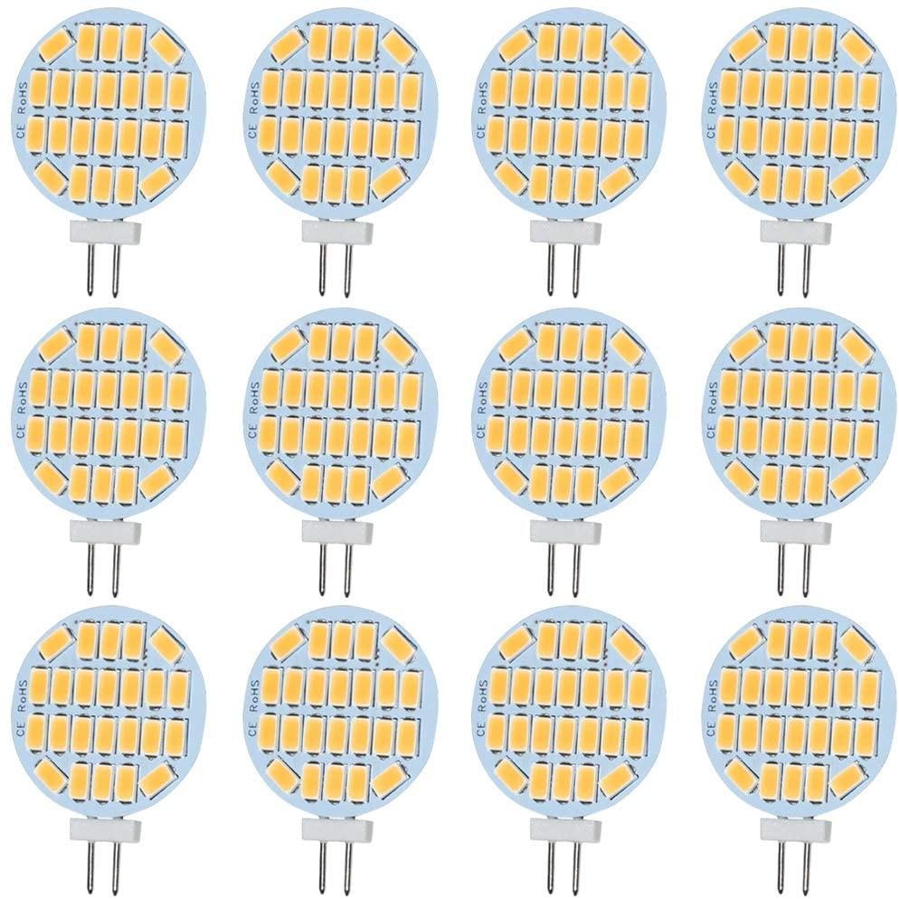 Jenyolon G4 LED Light Bulb DC//AC 12V Warm White 3000K to 30W G4 400 Lumens 3W