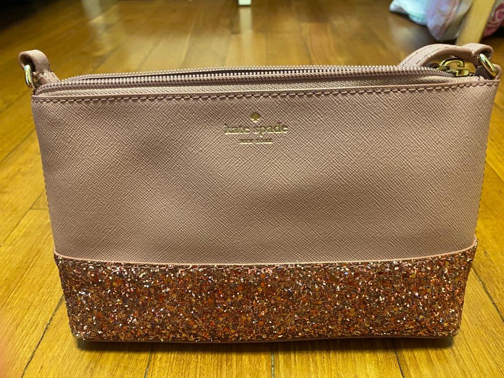 kate spade ramey greta court glitter saffiano leather crossbody bag dusty peony