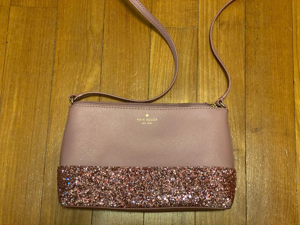 kate spade ramey greta court glitter saffiano leather crossbody bag dusty peony