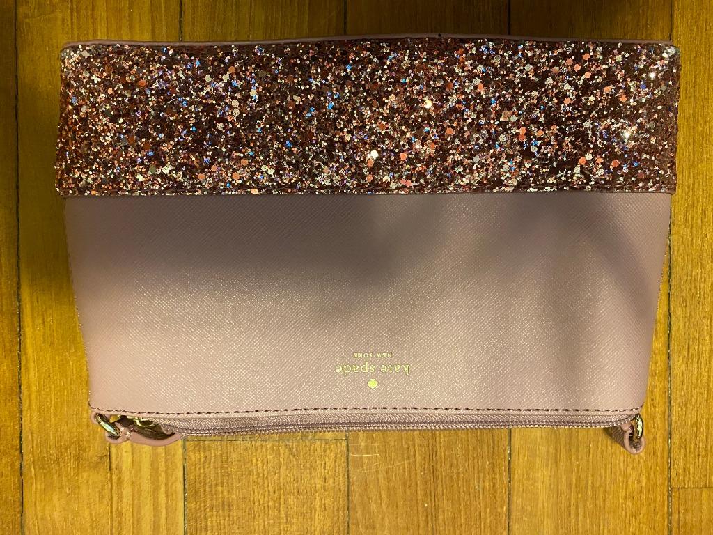 kate spade ramey greta court glitter saffiano leather crossbody bag dusty peony