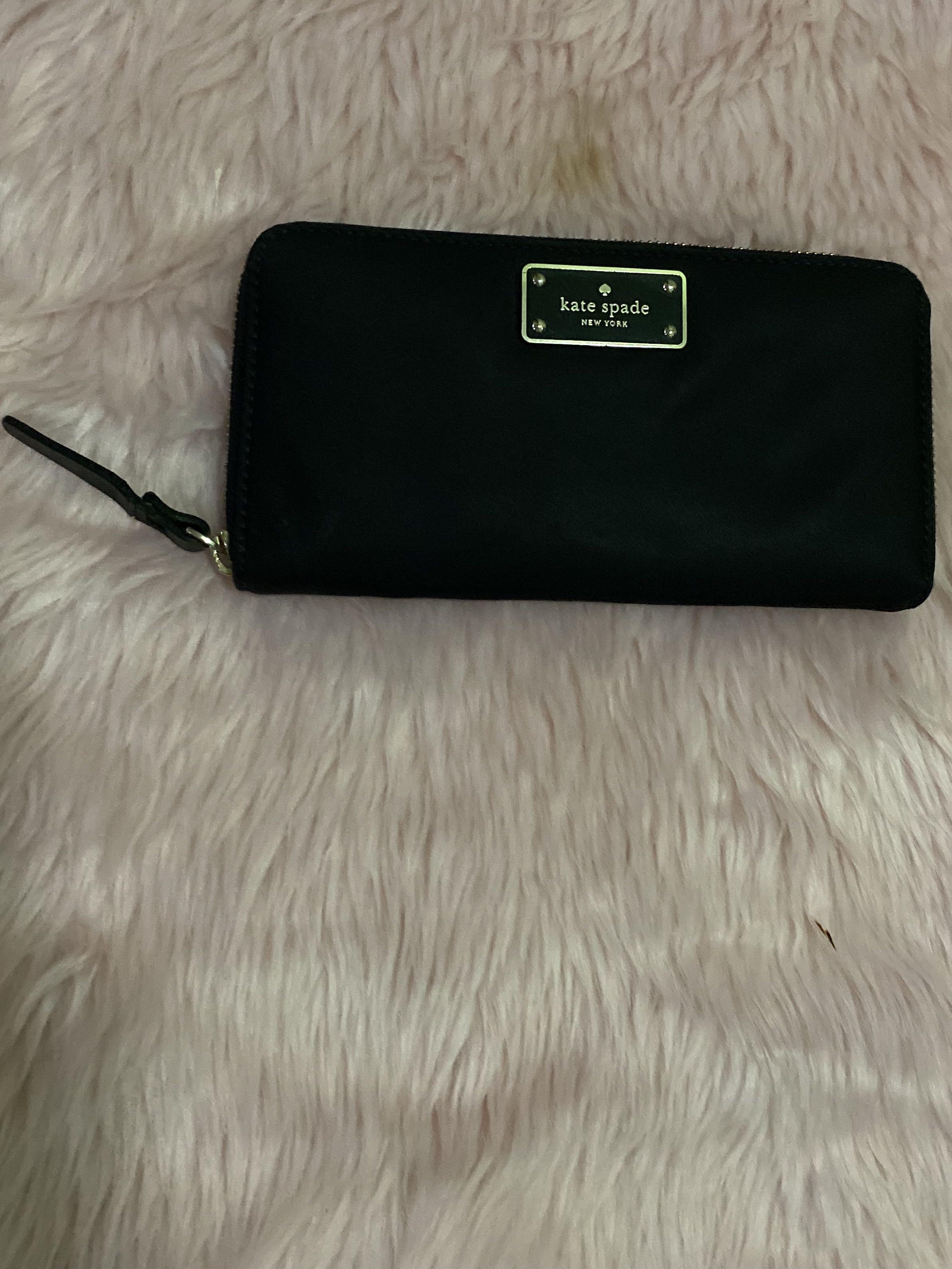 Kate Spade Wilson Road Neda Nylon Zip Around Black Wallet. Preloved. With  small flaw on zipper pull. Overall, still very sturdy.., Women's Fashion,  Bags & Wallets, Wallets & Card holders on Carousell