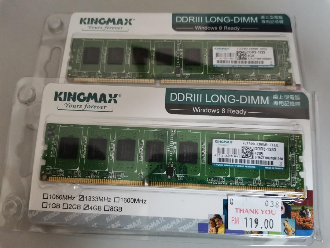 Kingmax Ddr3 1333mhz Ram 4gb Pc Laptop Compatible Electronics Computer Parts Accessories On Carousell