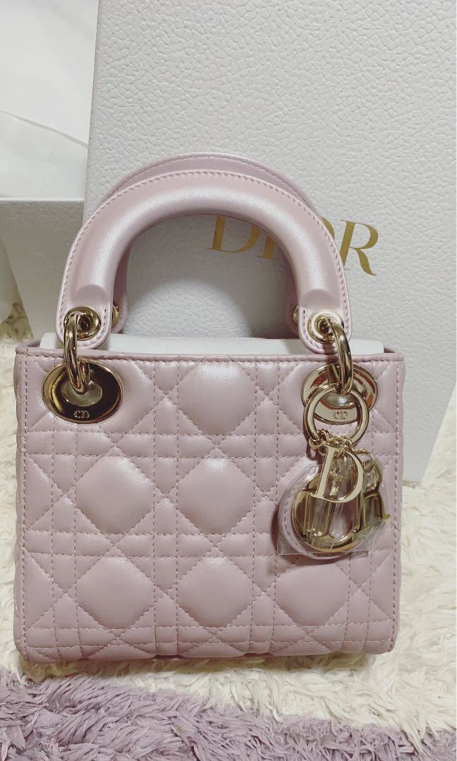 🌼SOLD 🌼Lady Dior mini pink iridescent bag lotus