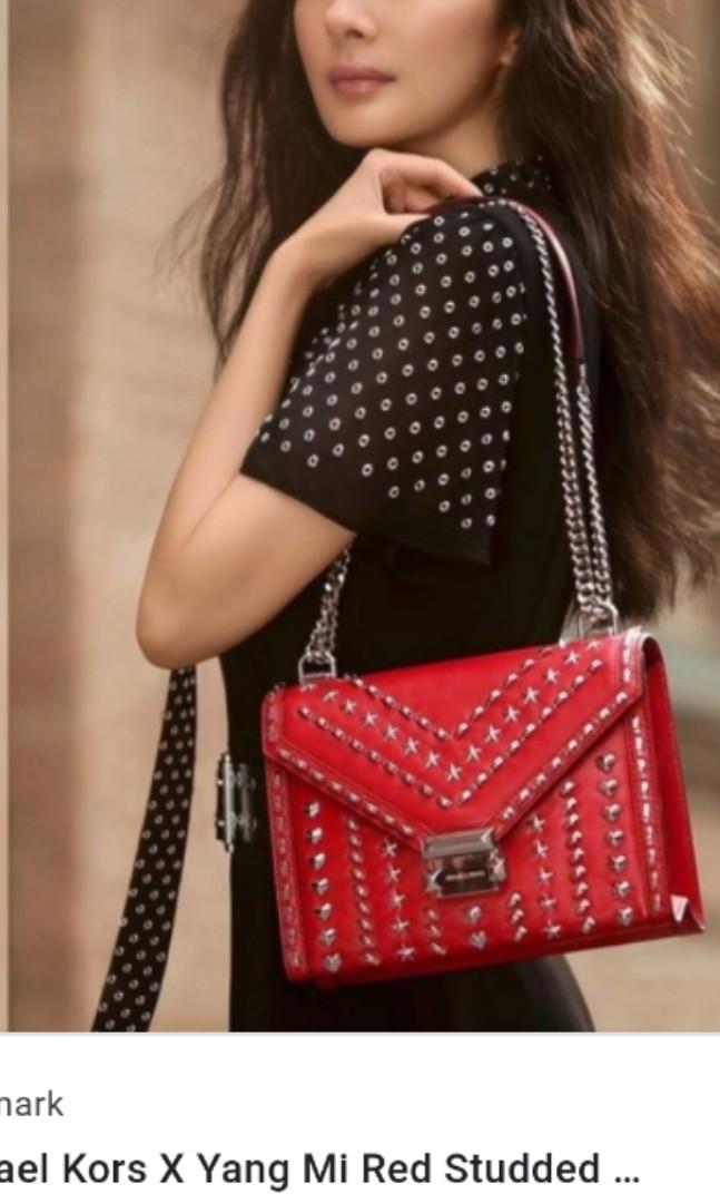 Michael kors red studded backpack new arrivals