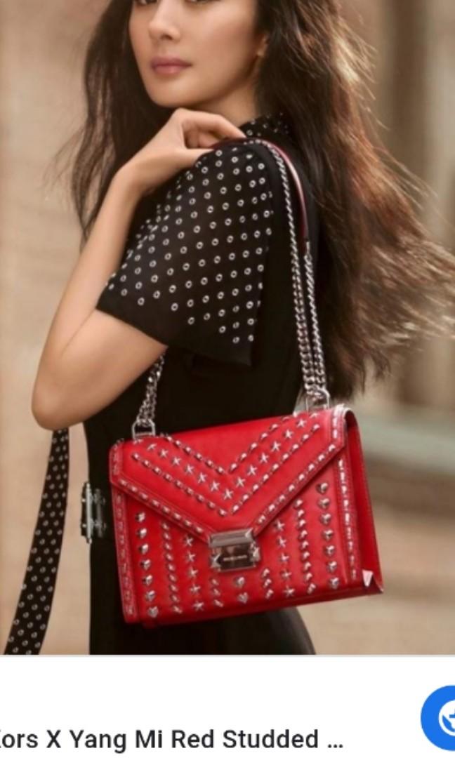Red studded purse shop