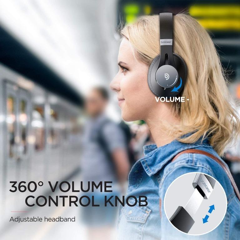 N Bomaker Active Noise Cancelling Headphones Over Ear Headphones Wireless Bluetooth 5.0 CVC 8.0 Microphone 360 Volume Dial Hi Fi Stereo Sound with Waterproof Case for Work Home Office Audio Headphones...