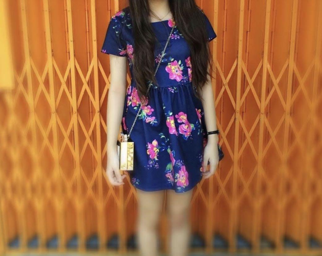 Buy blue floral babydoll dress cheap online