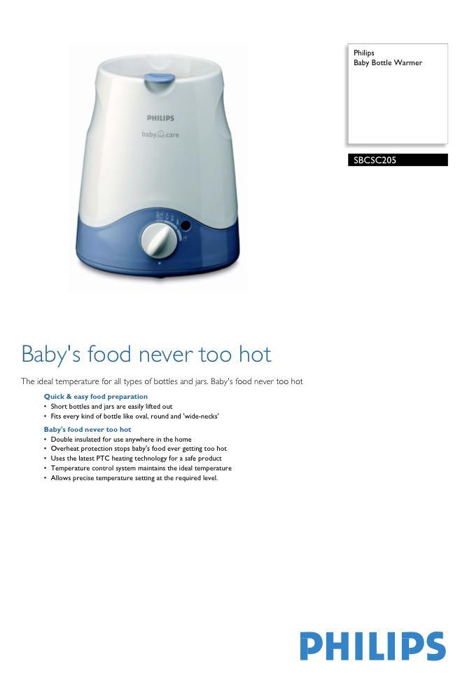 philips baby care bottle warmer