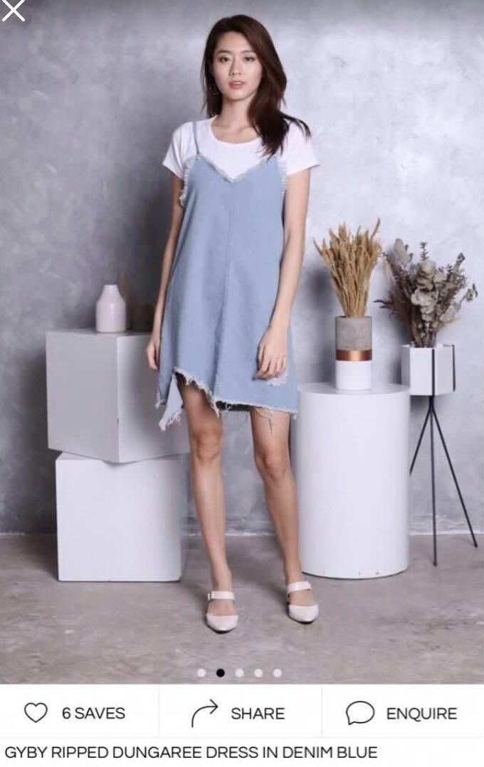 v neck dungaree dress