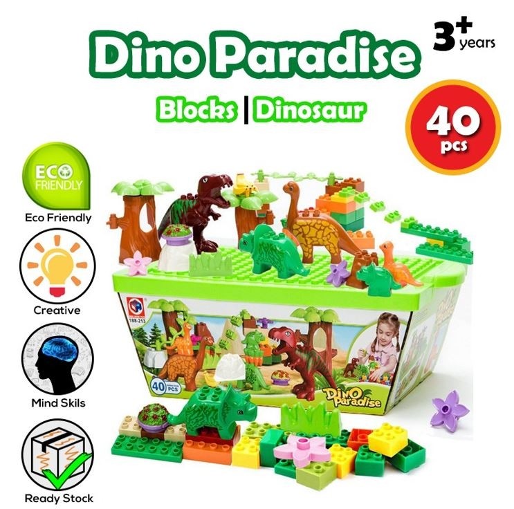 40 piece dinosaur building blocks