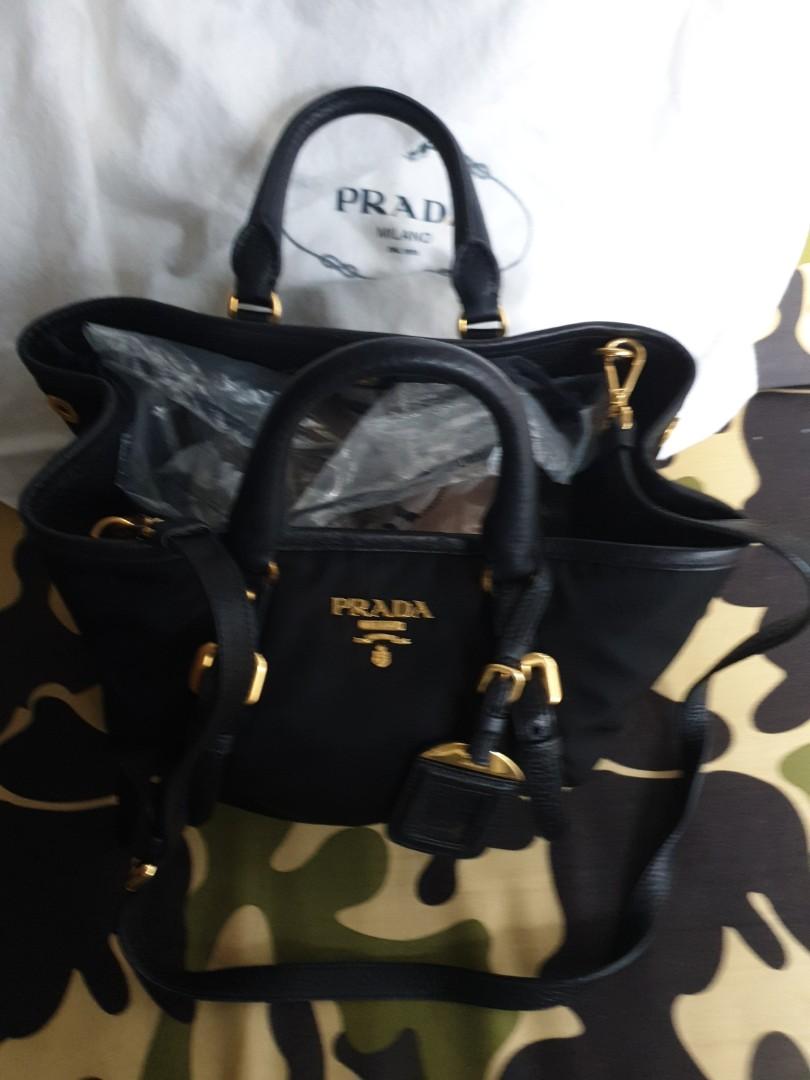 prada black and gold bag
