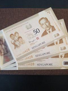 ⭐⭐*148828*×3pcs^SG 50 Commemorative Notes⭐⭐