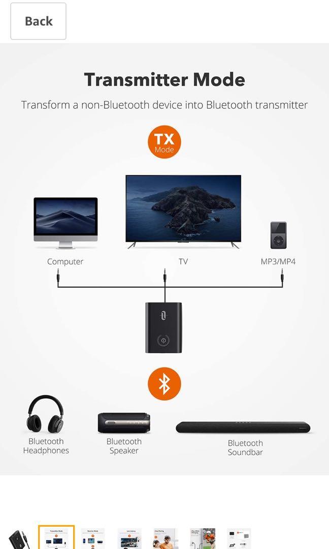 TaoTronics Bluetooth 5.0 Transmitter and Receiver, Audio, Headphones