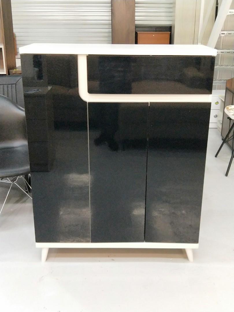 Valdamir Shoe Cabinet In Black White Furniture Shelves Drawers On Carousell