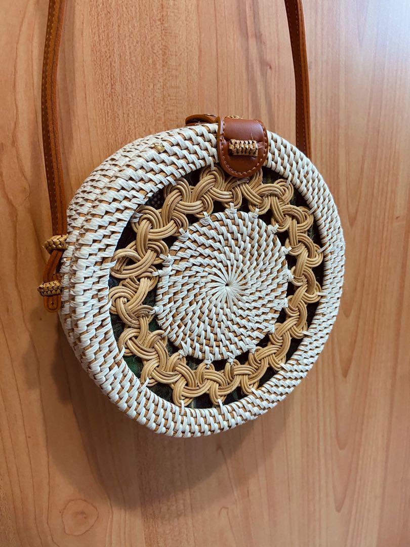 Rattan bag shop white