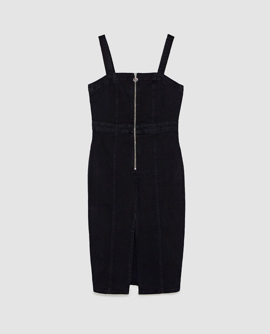 black midi denim dress
