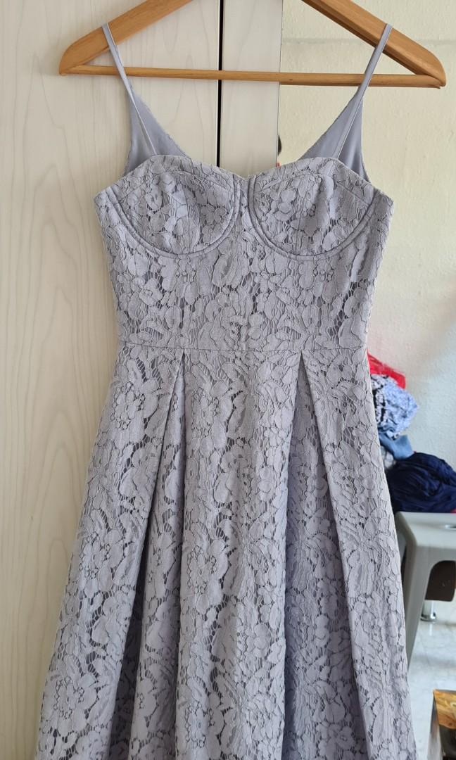 Grey lace dress clearance