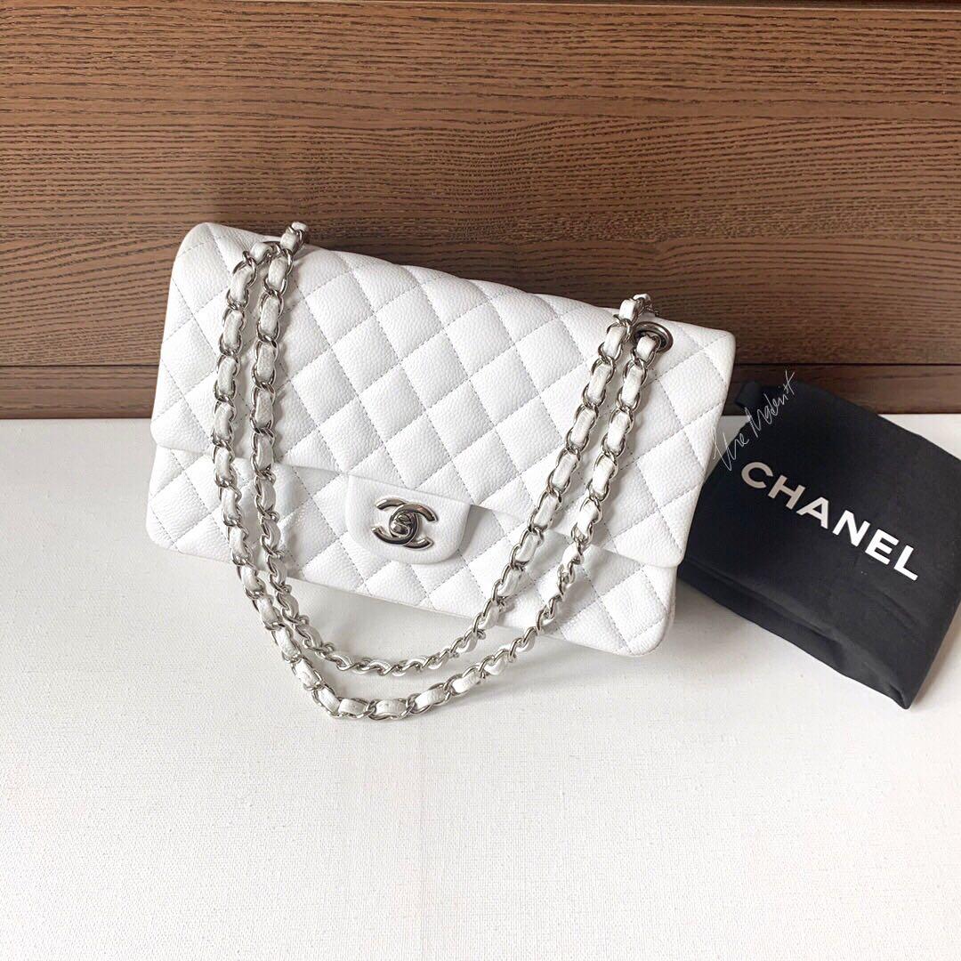 chanel classic flap white