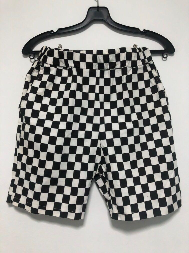 Checkered black and white sale shorts