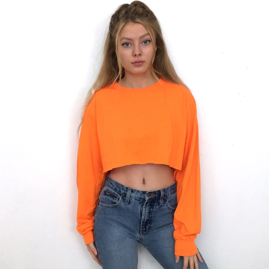 BRAND NEW Orange Long Sleeve Crop Top 