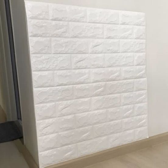Brick Foam Wallpaper (white), Furniture & Home Living, Home Decor, Wall
