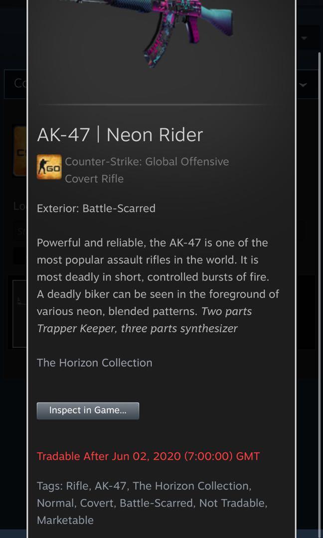 Csgo Skins Ak 47 Neon rider(bs), Video Gaming, Gaming Accessories, Game ...