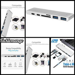 DORLIONA 7 in 1 Type-C HD 4K Card Reader USB Hub Multifunctional Hub USB3.0 Type C Hub