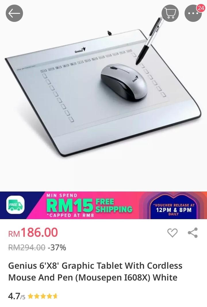 Genius drawing tablet mousepen i608x, Computers & Tech, Laptops