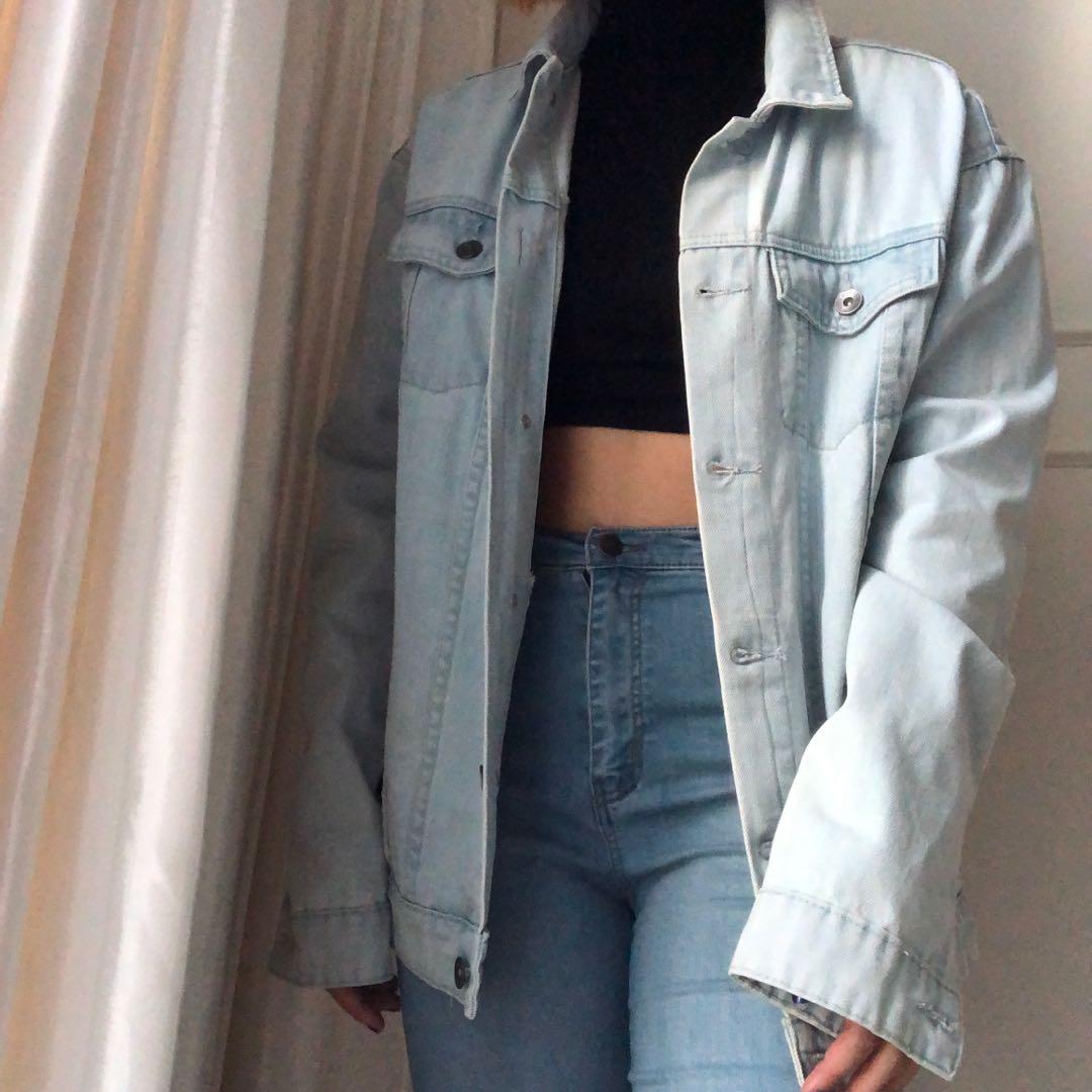 Instock Cotton On Oversized Acdc Denim Jacket Women S Fashion Clothes Outerwear On Carousell