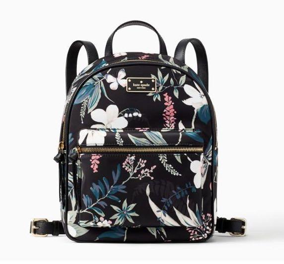 Kate Spade New York Small Bradley Wilson Road Botanical Floral Black Nylon  Backpack (ORIGINAL), Women's Fashion, Bags & Wallets, Backpacks on Carousell