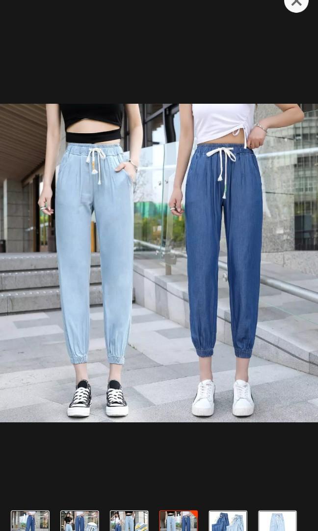 denim capris with elastic waist