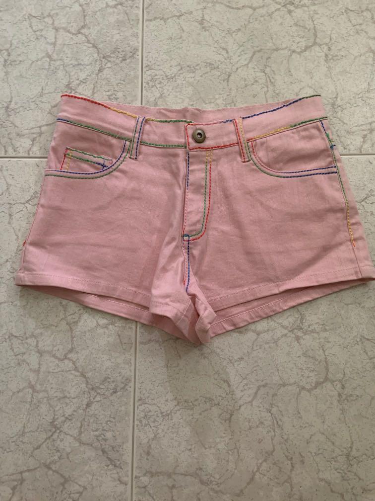 light pink jean shorts