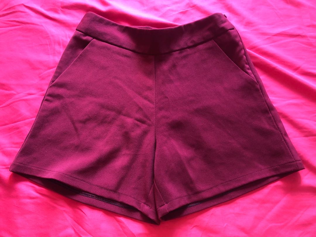 Maroon high cheap waisted shorts