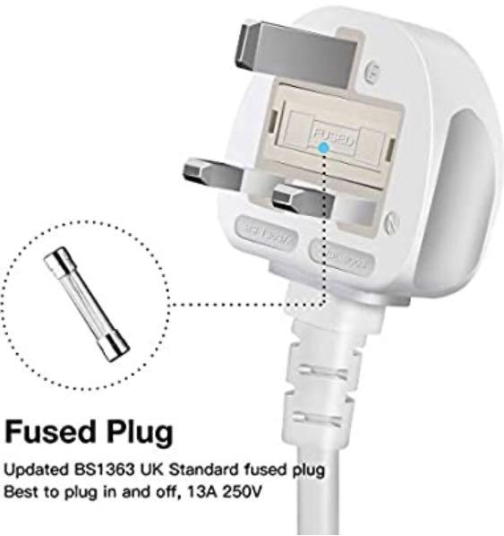 Moxom Extension Lead Universal Outlets with 6 USB Ports 4 Way Surge
