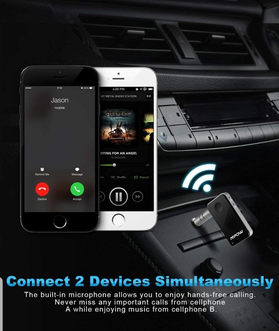 Mpow Bluetooth Receiver, Streambot Mini Bluetooth Car Aux Adapter