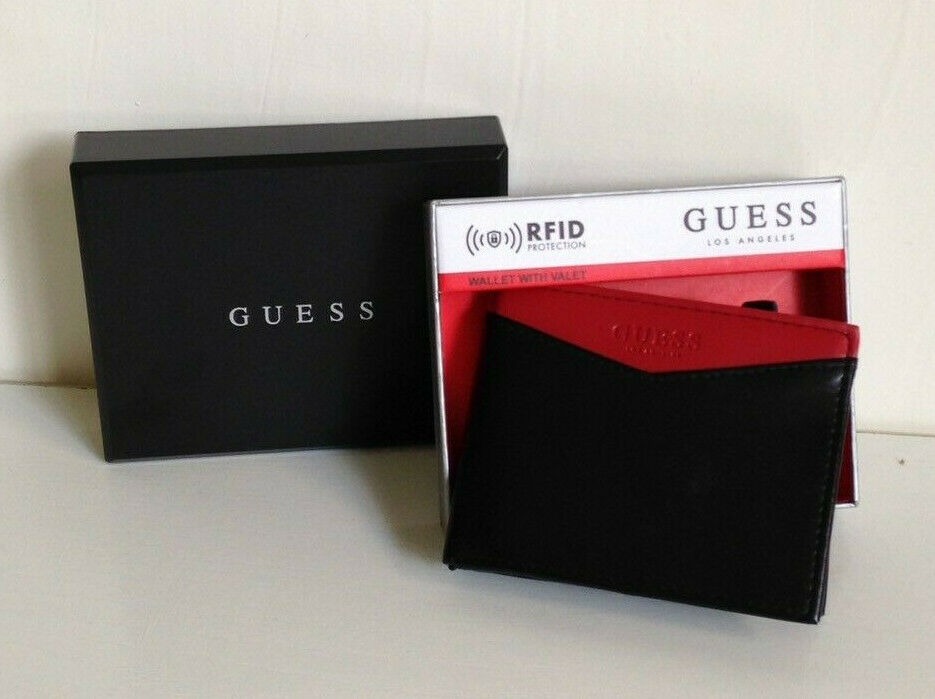 Guess black cheap and red wallet