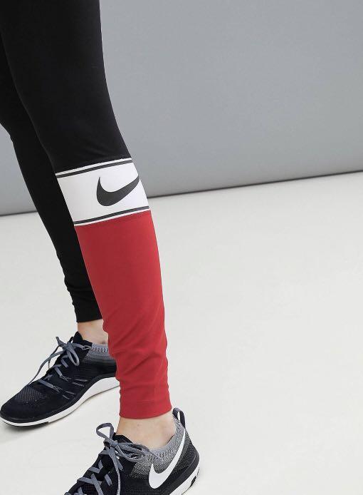 Nike Training Colourblock Leggings Red