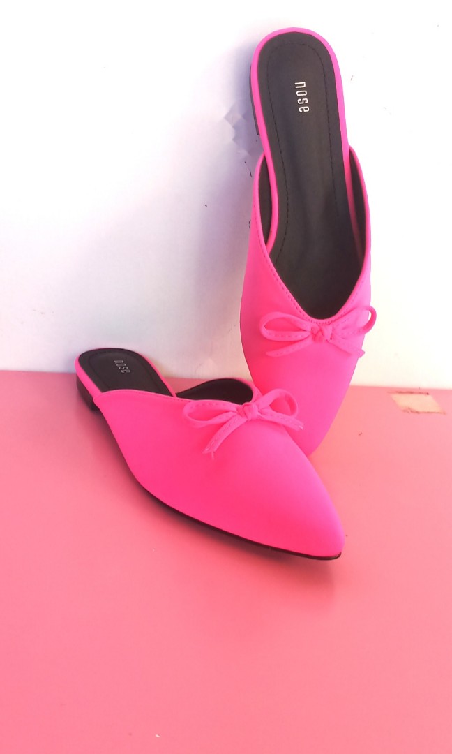 neon pink mules