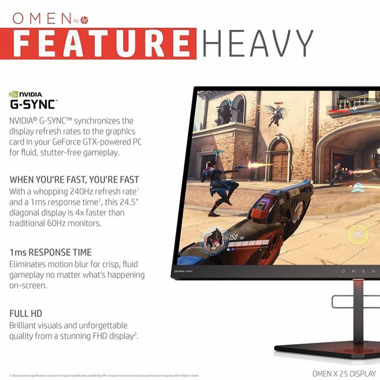 Omen X 25 240hz G Sync Gaming Monitor Display Electronics Computer Parts Accessories On Carousell