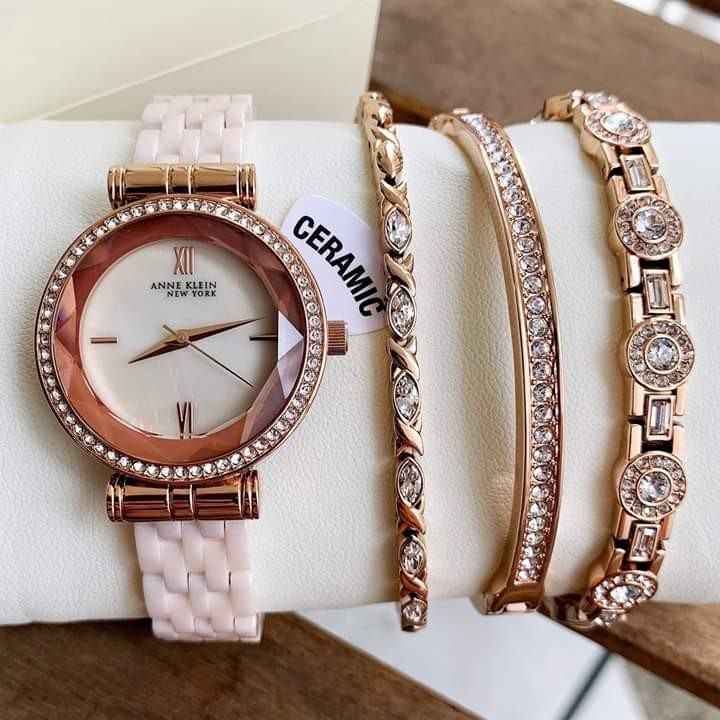 Orig Anne Klein 12 2316BHST Ceramic and Rose Gold Tone Women s