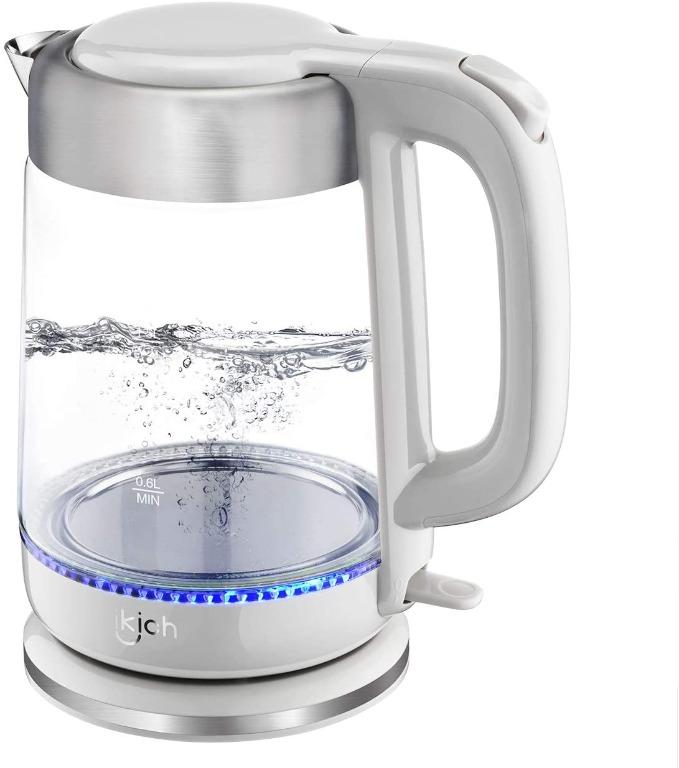 P5. Electric Kettle, IKICH 1.7L Cordless Glass Hot water Kettle 1500W
