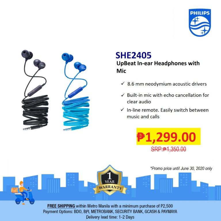 philips earphone with mic she2405